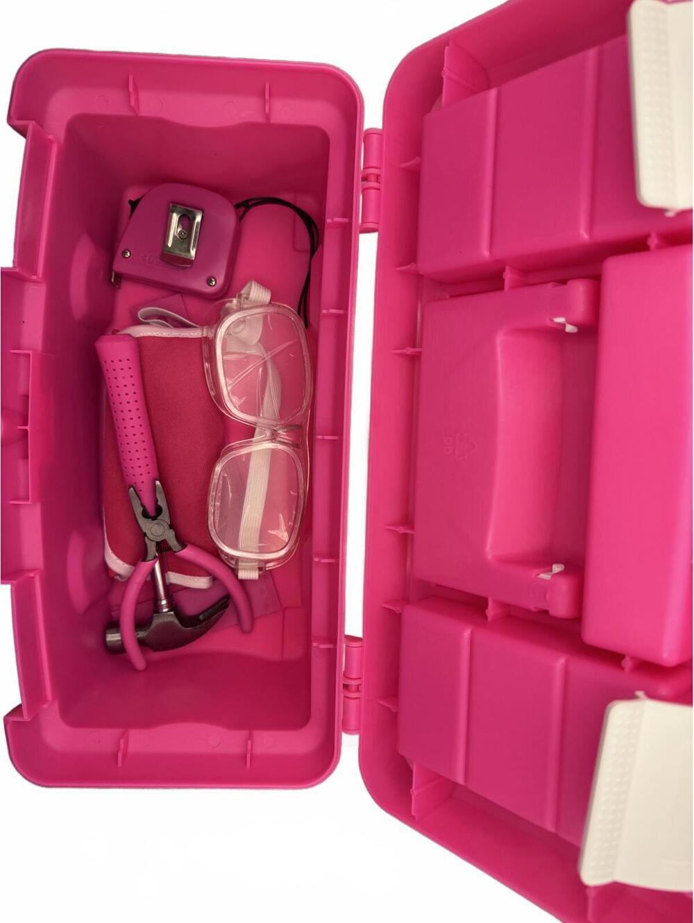 Pink Plastic Toolbox with Compartments and Handle - Picture 7 of 8